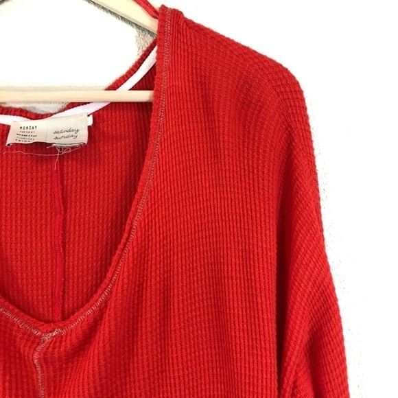 Anthropologie Saturday Sunday Thermal V Neck Top - Picture 6 of 8